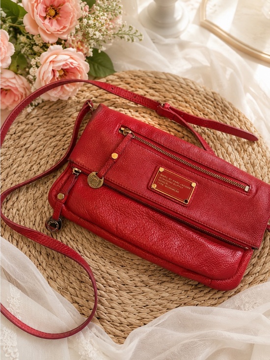 Marc By Marc Jacobs Handbags - Marc by Marc Jacobs Red Leather Pebbled Crossbody with Gold Hardware